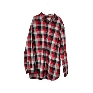 Duluth Trading Shirt Mens XXL Tall Red Black Gray Plaid Button Up Casual